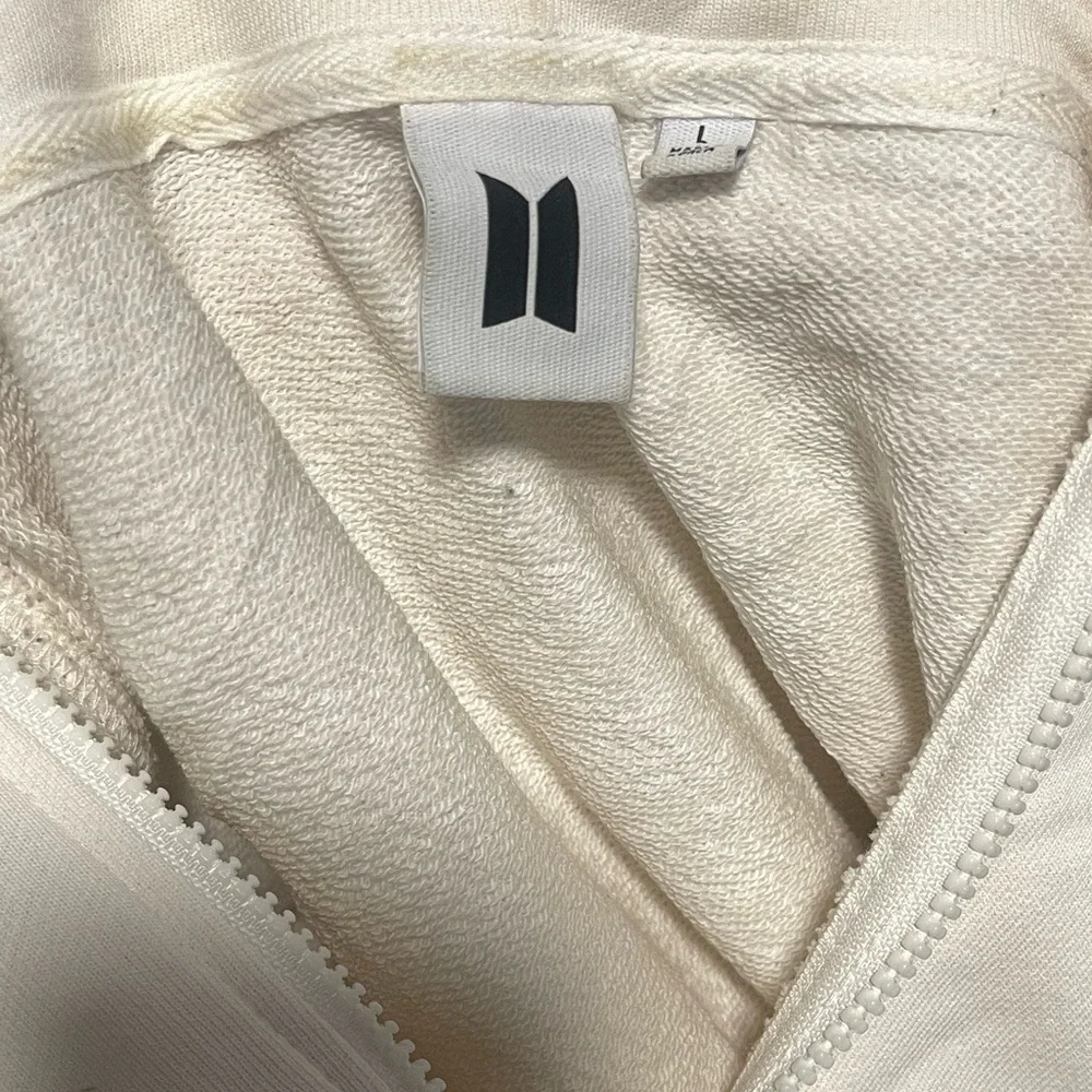 BTS 2021 Muster SOWOOZOO Zip-Up Hoodie Ivory Off White Purple - Picture 5 of 8